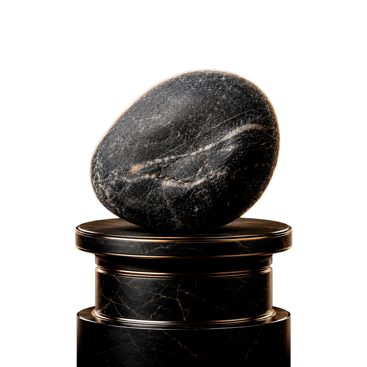 Pedra única SÍLEX repousando sobre um pedestal de mármore